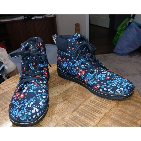 Dr Martens Women's Floral Boots Sz 10 Hippie Maelly Canvas Blue White Black Red - Picture 5 of 13